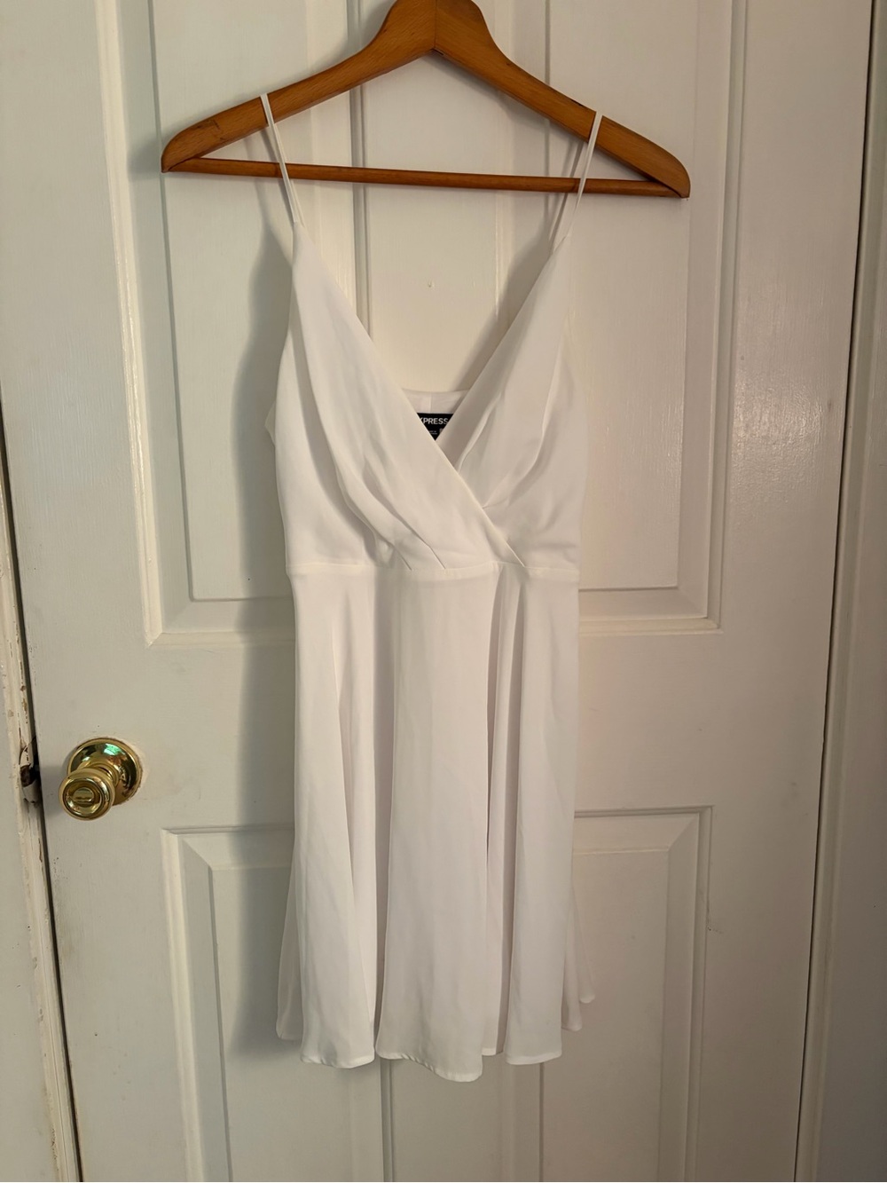 Express White Strapless-Look Spaghetti Strap Dress